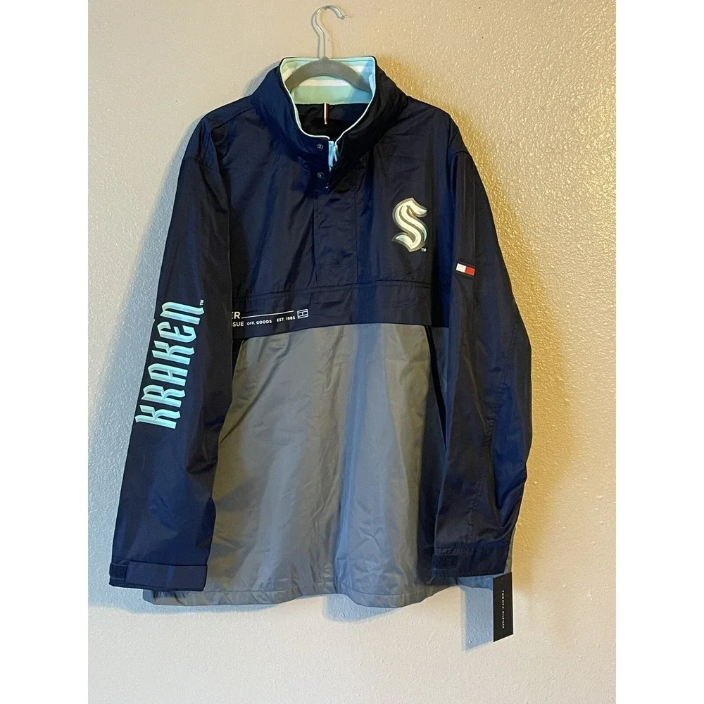 Men's 2XL NWT Seattle Kraken Tommy Hilfiger Anorak‎ Quarter-Zip Hoodie Jacket
